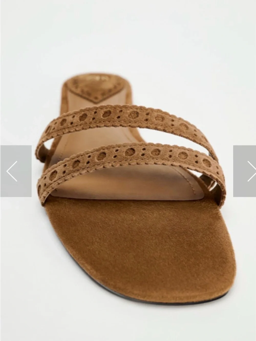 ZARA Brown Suede Double-Strap Slide Sandals - Picture 3 of 8